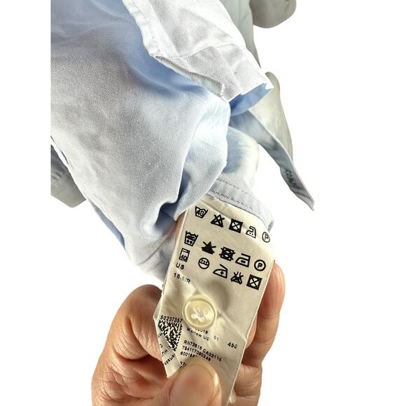 Hugo Boss Sharp Fit Men’s Dress Shirt 15.5 32/33 Baby Blue Long Sleeve Button-Up - Picture 7 of 11